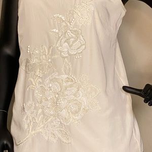 Ann Taylor, Beaded sequin halter top, size SP, ivory